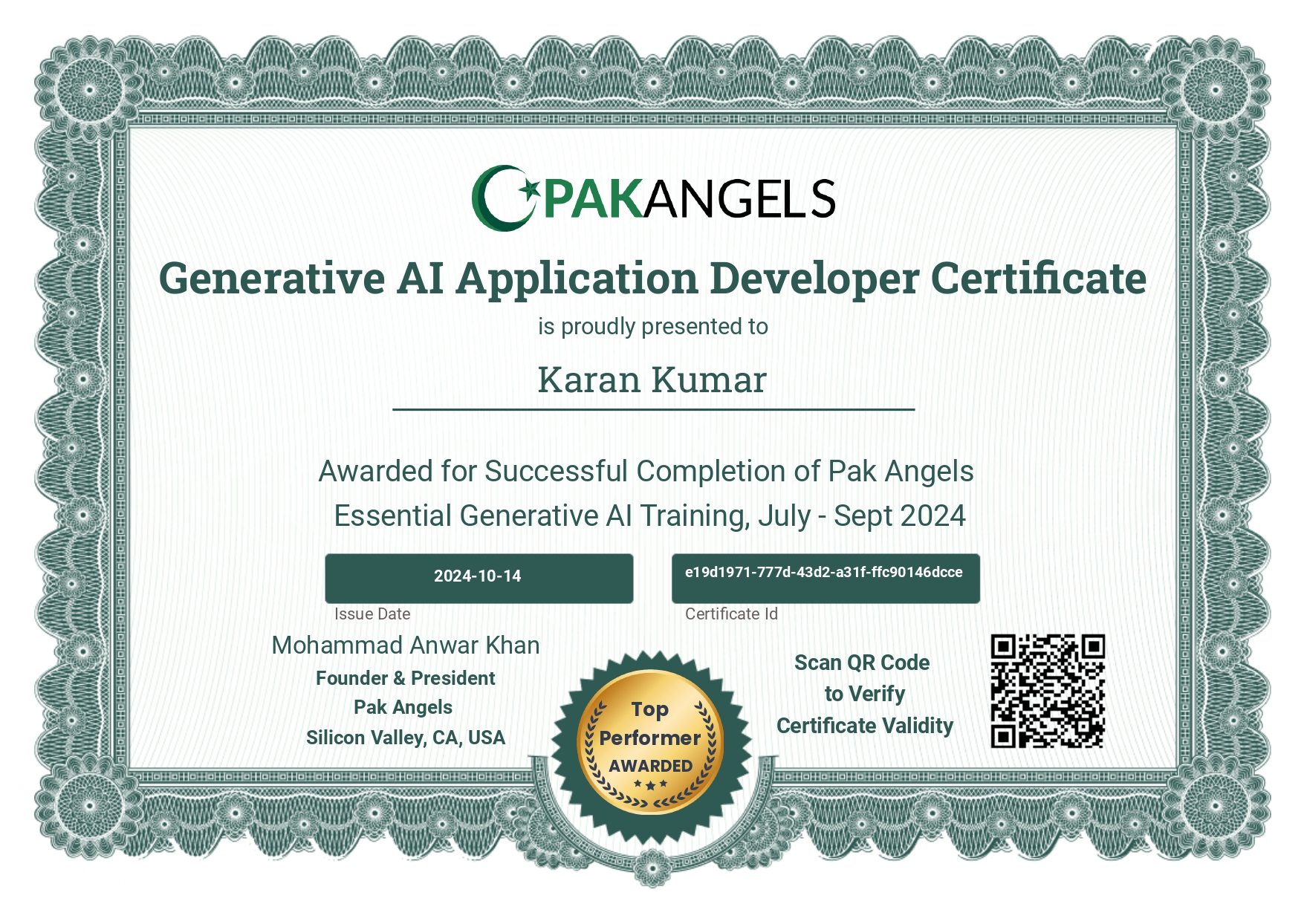 Machine Learning Specialization Certificate
