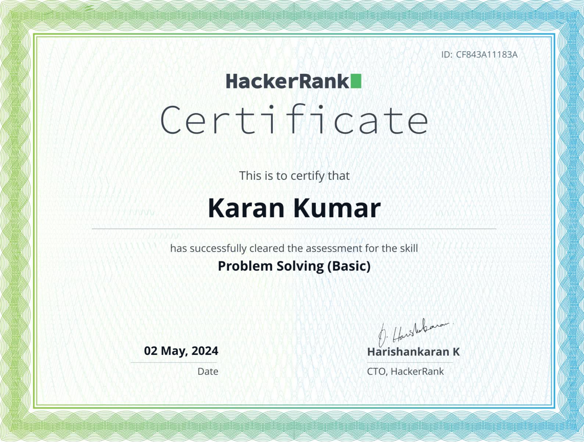 Problem Solving Certificate